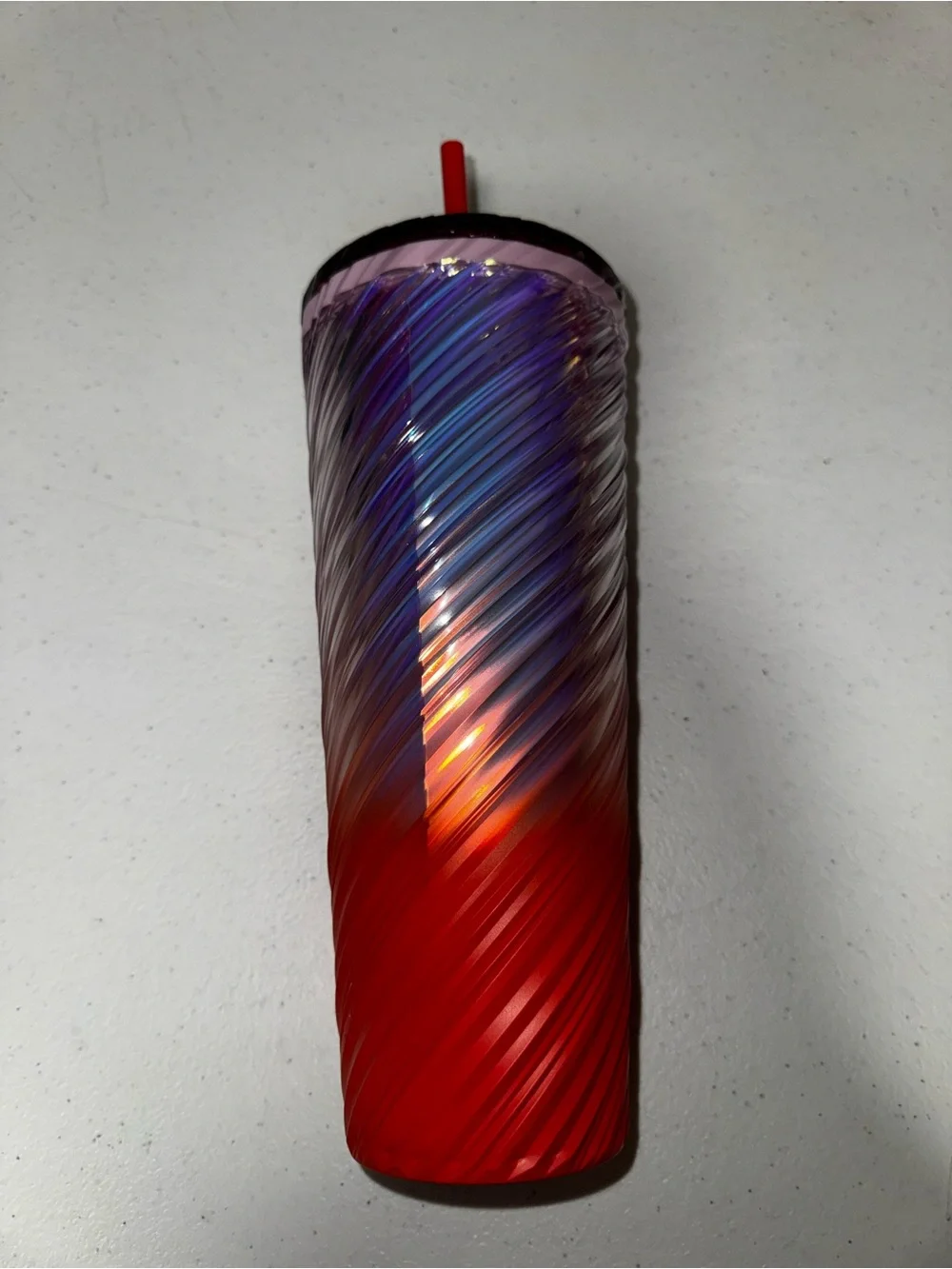 Starbucks Sunrise Swirl Gradient Red Pink Purple 2025 Cold Cup Tumbler 24 oz